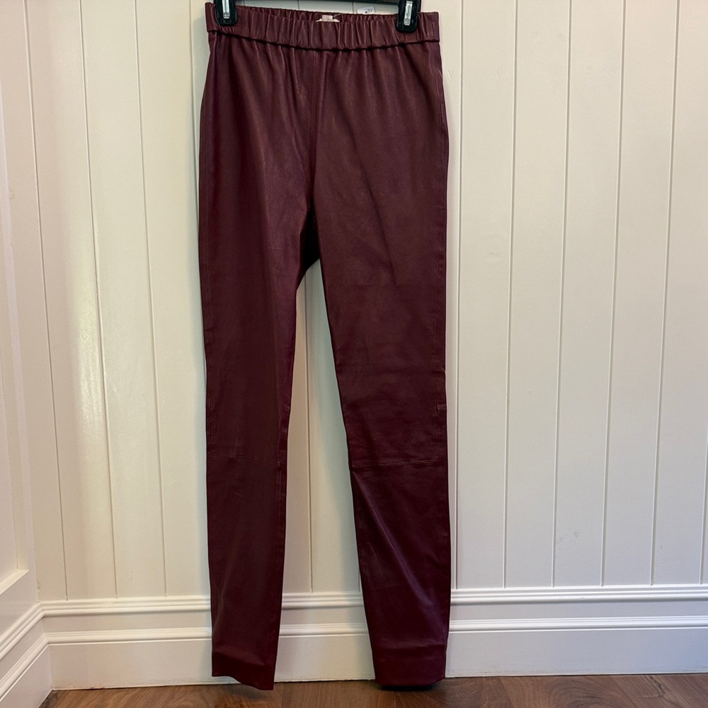 J. Crew Burgundy Leather Leggings